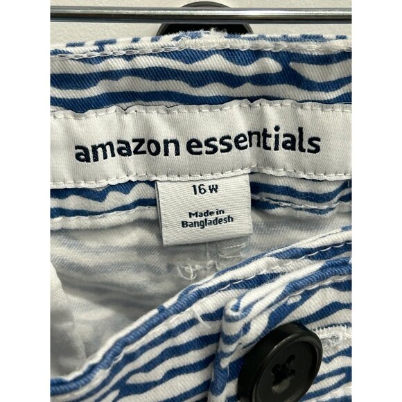 Essentials Womens Blue White Striped Cotton Blend Shorts Size 16W - Picture 5 of 10